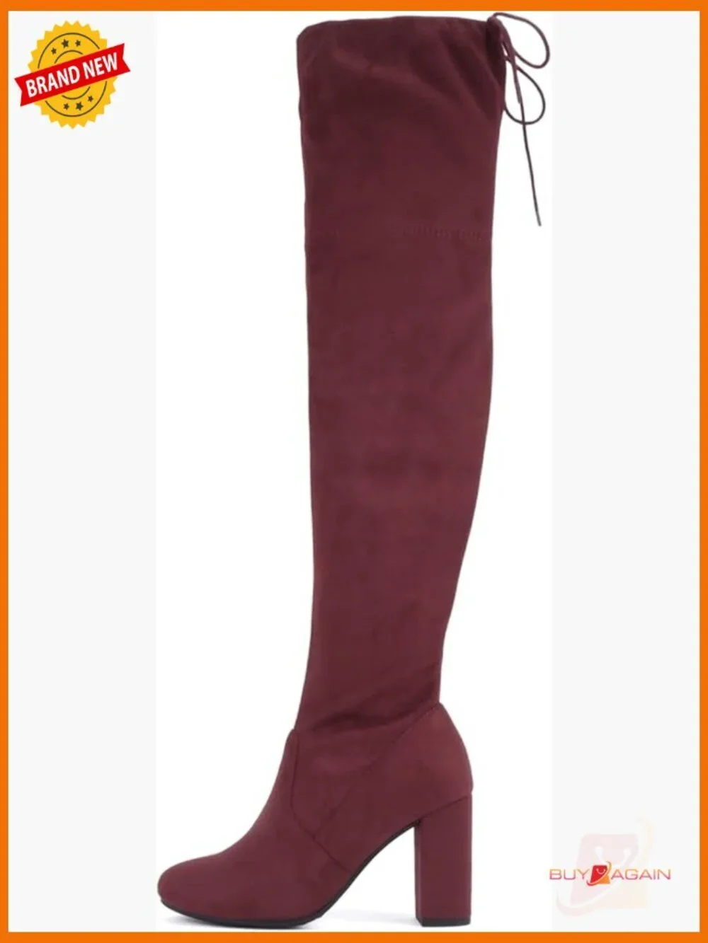 Round Toe Drawstring High Heel Over the Knee Boots Size 8